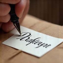 Detalle de caligrafía en empaque de regalo